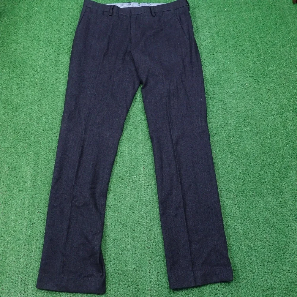Bonobos‎ Pants Mens 34x34 Blue Tweed Slim Dress Flat Front Cotton Pockets